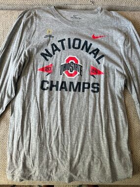 Nike Gray Ohio State National Champs Long Sleeve with Red & Black Accents